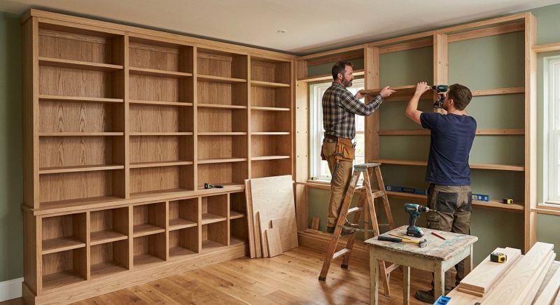 Custom Bookshelves Installation in Durham, NC